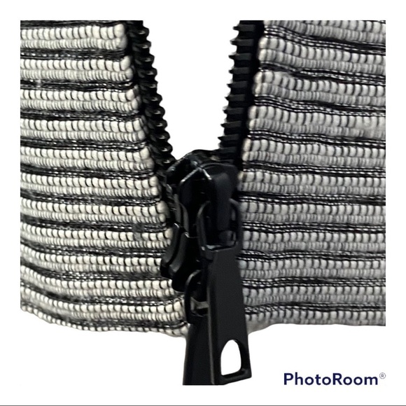 Lafayette 148 Women Gray Black  Metallic Shimmer Zipper Front Jacket Blazer - Picture 7 of 12